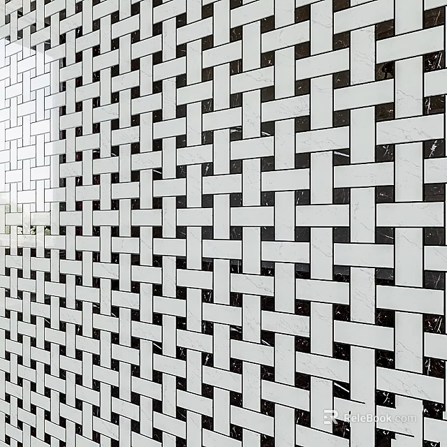 Decorative Woven Marble Component With Interlaced Grid Pattern And Textured Surface 3d model 