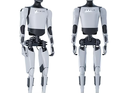 Humanoid Robot Design For Daily Use Household Appliances Front And Back View 3d model