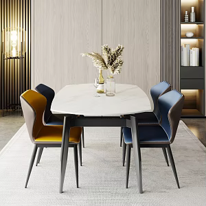 Modern Minimalist Dining Table and Chair Combination 3d model