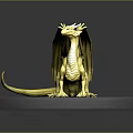 Yellow Dragon Game Movie Character Figurine With Detailed Wings On Transparent Base