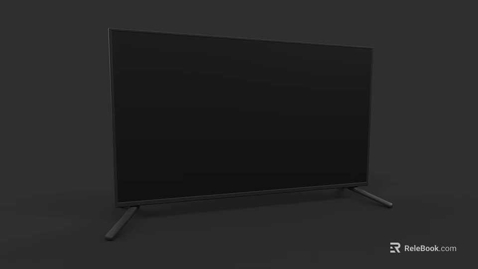 Modern Black Flat Screen Television with Sleek Design and Stable Stand 3d model 