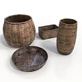 Woven Household Items Set Including Storage Baskets Containers And Tray