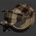 Rustic Wooden Barrel With Plaid Scarf Draped Over Top Vintage Household Item