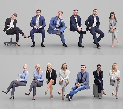 Modern multi-seated business man 3d model