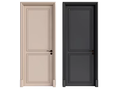 Two Tone Hinged Doors With Modern Simple Design And Classic Handles 3d model