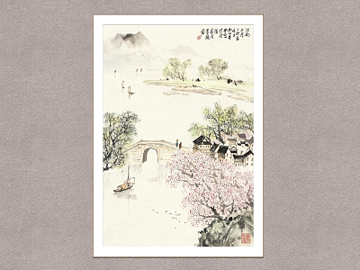 Decorative Painting Jiangnan March Lu Xingtang Landscape Painting model