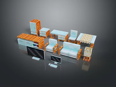 Modern Home Furniture Collection Featuring Sofa Coffee Table TV Stand And Dining Chairs 3d model