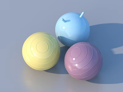 Colorful Fitness Exercise Balls For Home Gym Sports Training Equipment 3d model