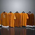Hanging Orange Clothing With Various Styles Including Hoodie Striped Shirt And T Shirts