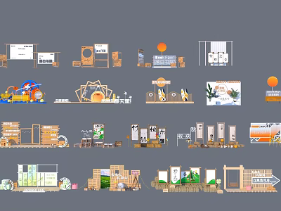 Creative Photo Spots with Various Decorative Structures and Display Boards 3d model