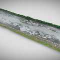 Cracked Gray Asphalt Road Surface With Green Vegetation On Edges