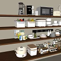 Organized Kitchen Shelves Featuring Complete Dinnerware Set Dishes Bowls And Storage Containers