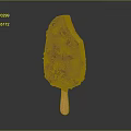 Artistic Chocolate Ice Cream Bar Sculpture Carving With Crumbled Toppings And Wooden Stick