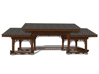 New Chinese style pavilion landscape pavilion gallery 3d model