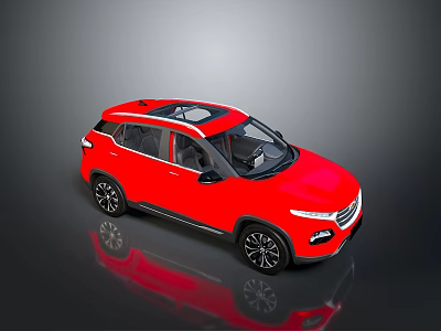 Red Modern SUV With Panoramic Sunroof And Sporty Exterior Design 3d model