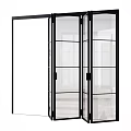 Modern Sleek Hinged Doors With Black Frames And Clear Glass Panels