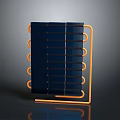 Computer Heat Sink with Black Cooling Fins and Orange Metal Frame Design