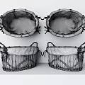 Woven Rattan Storage Baskets With Handles And White Liners For Home Organizing