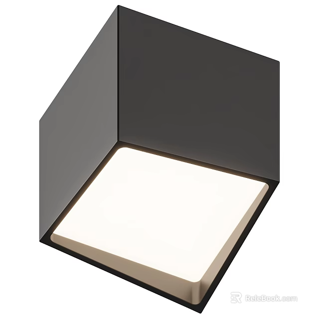 Modern Black Square Downlight Spotlight Design With Bright White Light Source 3d model 
