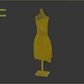 One Shoulder Decorative Patterned Dress With Pleated Hem Displayed On Mannequin