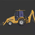 Yellow Construction Loader Model With Front Bucket Enclosed Cab And Reflective Surface 3d model