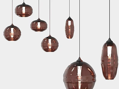 Modern Copper Glass Pendant Lights With Various Shapes And Glossy Finish 3d model