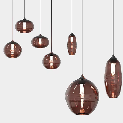 Modern Copper Glass Pendant Lights With Various Shapes And Glossy Finish 3d model