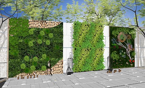 modern plant wall plant wall landscape hedge screen partition background wall 3d model