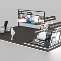 Porsche Exhibition Booth With White Sports Car Display Screen Seats And Tables
