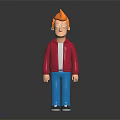 Orange Haired Cartoon Character Figure Wearing Red Jacket White Shirt Blue Pants And Gray Shoes