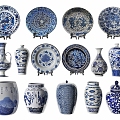 New Chinese-style Blue and White Porcelain Ceramic Utensils 3d model