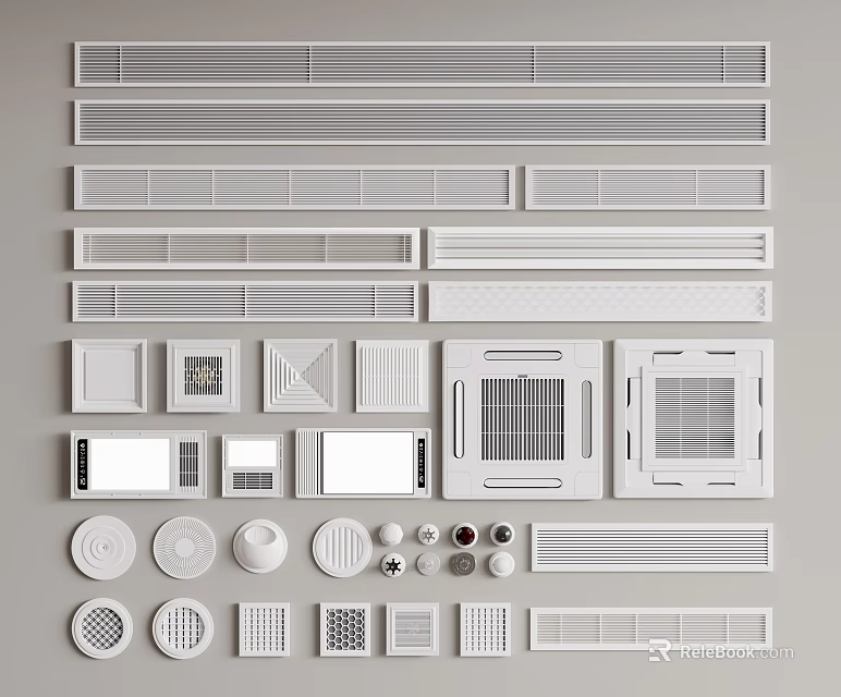 Different Styles of Air Conditioner Vents with Modern Design and Various Shapes 3d model 
