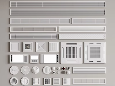 Different Styles of Air Conditioner Vents with Modern Design and Various Shapes 3d model