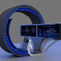 Futuristic Tech Device With Circular Blue Light Ring And Multi Screen 3d model