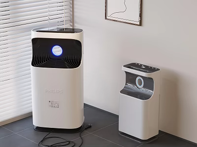 Philips Air Purifier And Water Dispenser In Modern Home Interior Setting 3d model