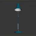 Modern Blue Table Lamp Lighting Combination Featuring Adjustable Arm Conical Shade And Round Base 3d model