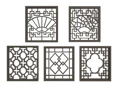 Chinese-style openwork window flower 3d model