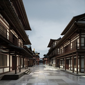 Chinese Commercial Street Tang Dynasty Ancient Building 3d model