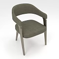Modern Gray Upholstered Armchair with Curved Arms and Wooden Legs