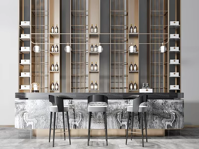 Modern Bar Chair Combination 3d model