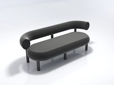 Black Lazy Sofa With Modern Design Curved Armrests And Four Legs 3d model