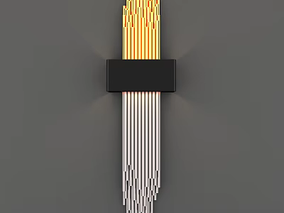 Modern Wall Lamp With Yellow And White Lines And Black Square Base 3d model