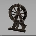Vintage Wooden Wheel Decorative Piece With Spokes And Stand Base