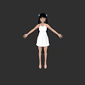 Game and Movie Character With Black Hair White Dress Arms Outstretched Standing Pose