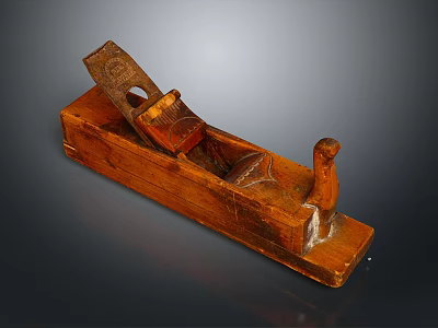 Vintage Wooden Carpentry Plane With Traditional Design And Metal Blade Handle 3d model