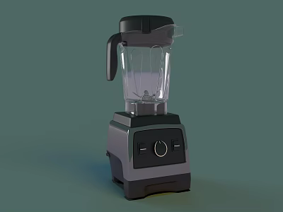Modern Black Gray Kitchen Blender With Transparent Jar And Control Panel Buttons 3d model