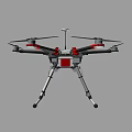 Multirotor Drone With Black Red Frame And Propellers For Aerial Applications