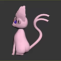 Cute Pink Game Movie Character With Large Ears Long Tail And Purple Eyes
