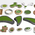 Various Modern Tree Pit Designs With Different Shapes And Materials For Landscaping 3d model