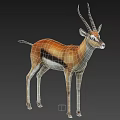 Brown and White Gazelle with Long Horns and Black Stripe Standing